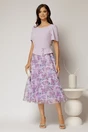 Rochie midi lila cu fusta din voal cu imprimeuri si decolteu rotund, 3, dyfashion.ro
