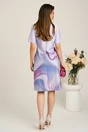 Rochie midi lila cu imprimeu fucsia din stofa cu croi drept, 2, dyfashion.ro