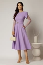 Rochie midi lila cu maneci din dantela si cordon detasabil, 3, dyfashion.ro