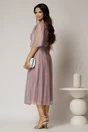 Rochie midi lila de ocazie din matase sintetica creponata, 2, dyfashion.ro
