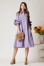 Rochie midi lila din bumbac tip camasa cu croi A, 3, dyfashion.ro