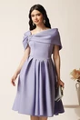 Rochie midi lila din neopren in clos cu umeri goi si strasuri decorative, 1, dyfashion.ro