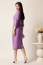 Rochie midi lila din stofa conica cu perle la maneci si in talie- LaDonna, 2, dyfashion.ro