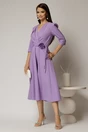 Rochie midi lila din stofa in clos cu floare in talie, 3, dyfashion.ro