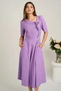 Rochie midi lila din stofa in clos cu floare si margelute- LaDonna, 1, dyfashion.ro