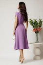 Rochie midi lila din stofa in clos cu guler alb si perle margelute la maneci, 2, dyfashion.ro