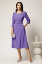 Rochie midi lila din triplu voal cu croi clos si curea in talie, 3, dyfashion.ro