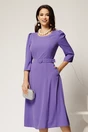 Rochie midi lila din triplu voal cu croi clos si curea in talie, 1, dyfashion.ro