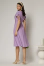 Rochie midi lila din viscoza cu decolteu V si snur la maneci, 3, dyfashion.ro