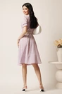 Rochie midi lila din viscoza in clos cu buline si curea in talie, 2, dyfashion.ro