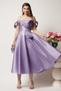 Rochie midi lila  in clos cu bust structurat si aplicatii cazute pe umeri, 3, dyfashion.ro