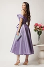 Rochie midi lila  in clos cu bust structurat si aplicatii cazute pe umeri, 2, dyfashion.ro