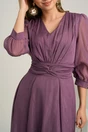 Rochie midi lila in clos din voal cu fir lurex- Ella Collection Gina, 3, dyfashion.ro