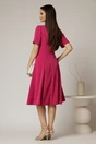 Rochie midi magenta cu funda la umar si croi in clini, 2, dyfashion.ro