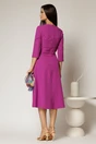 Rochie midi magenta de zi cu decolteu V si croi clos, 2, dyfashion.ro