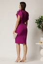 Rochie midi magenta din stofa cu croi conic si maneci tip lalea, 2, dyfashion.ro