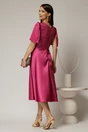 Rochie midi magenta din tafta si paiete cu funda ampla pe talie, 2, dyfashion.ro
