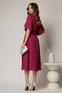 Rochie midi magenta din triplu voal cu decolteu in V, 2, dyfashion.ro