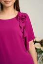 Rochie midi magenta din voal cu croi drept si volane la baza- Viada, 3, dyfashion.ro