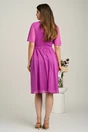 Rochie midi magenta din voal in clos cu glitter si broderie in talie, 2, dyfashion.ro