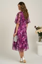 Rochie midi magenta din voal in clos cu imprimeuri si maneci vaporoase, 2, dyfashion.ro