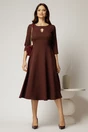 Rochie midi maro clos cu decupaj metalic la bust, 3, dyfashion.ro