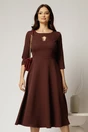 Rochie midi maro clos cu decupaj metalic la bust, 1, dyfashion.ro