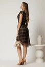 Rochie midi maro din jerse  cu carouri si curea in talie, 2, dyfashion.ro
