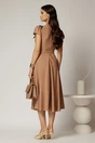 Rochie midi maro din rayon cu lantisor cu esarfa la decolteu, 2, dyfashion.ro