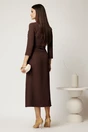 Rochie midi maro din triplu voal cu croi conic si curea in talie, 2, dyfashion.ro