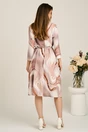 Rochie midi maro in clos din stofa cu imprimeu aramiu si curea in talie, 2, dyfashion.ro