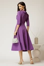 Rochie midi mov cu guler dublu si funde argintii, 2, dyfashion.ro
