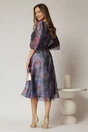 Rochie midi mov cu imprimeuri si fundite pe bust, 2, dyfashion.ro