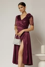 Rochie midi mov de ocazie din tafta si paiete, 1, dyfashion.ro