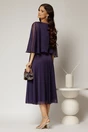 Rochie midi mov de ocazie din voal cu aplicatii la decolteu, 2, dyfashion.ro