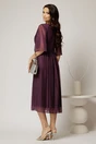 Rochie midi mov de ocazie din voal cu sclipici si accesoriu talie, 2, dyfashion.ro