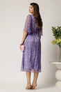 Rochie midi mov din matase naturala cu imprimeuri florale, 2, dyfashion.ro