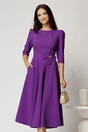 Rochie midi mov din stofa in clos cu floare in talie, 1, dyfashion.ro