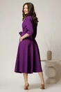 Rochie midi mov din stofa in clos cu floare in talie, 2, dyfashion.ro