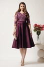 Rochie midi mov din tafta in clos cu dantela la bust - Ella Collection Inna, 3, dyfashion.ro