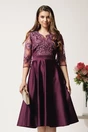 Rochie midi mov din tafta in clos cu dantela la bust - Ella Collection Inna, 1, dyfashion.ro