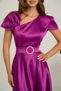 Rochie midi mov din tafta subtire in clos cu cordon in talie- LaDonna, 3, dyfashion.ro