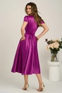 Rochie midi mov din tafta subtire in clos cu cordon in talie- LaDonna, 2, dyfashion.ro