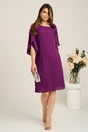 Rochie midi mov din voal cu croi drept accesorizata cu floare- Viada, 4, dyfashion.ro