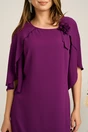 Rochie midi mov din voal cu croi drept accesorizata cu floare- Viada, 3, dyfashion.ro