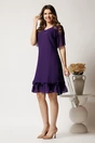 Rochie midi mov din voal cu croi drept si volan la baza, 3, dyfashion.ro