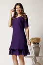 Rochie midi mov din voal cu croi drept si volan la baza, 1, dyfashion.ro