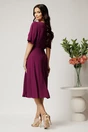 Rochie midi mov din voal in clos cu flori la decolteu, 2, dyfashion.ro