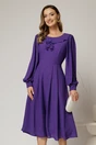 Rochie midi mov din voal plin cu volanase la bust, 1, dyfashion.ro