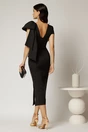 Rochie midi neagra conica cu funda ampla pe umar, 2, dyfashion.ro
